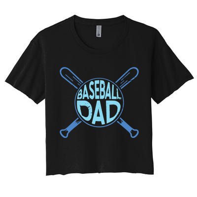 Baseball Dad Father Baseballer Daddy Papa Father's Day Women's Crop Top Tee