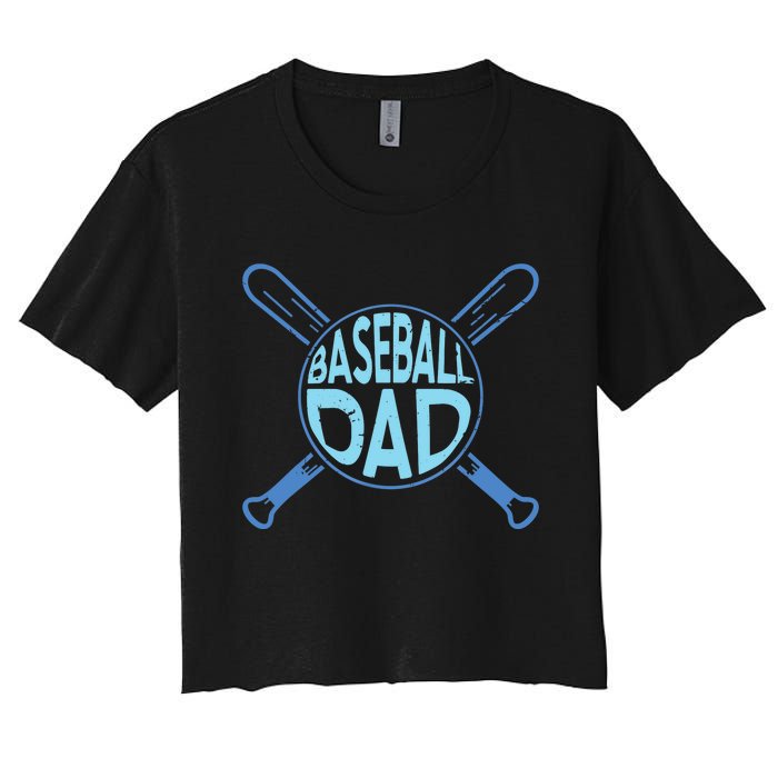 Baseball Dad Father Baseballer Daddy Papa Father's Day Women's Crop Top Tee