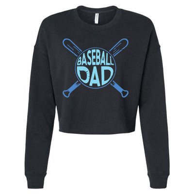 Baseball Dad Father Baseballer Daddy Papa Father's Day Cropped Pullover Crew