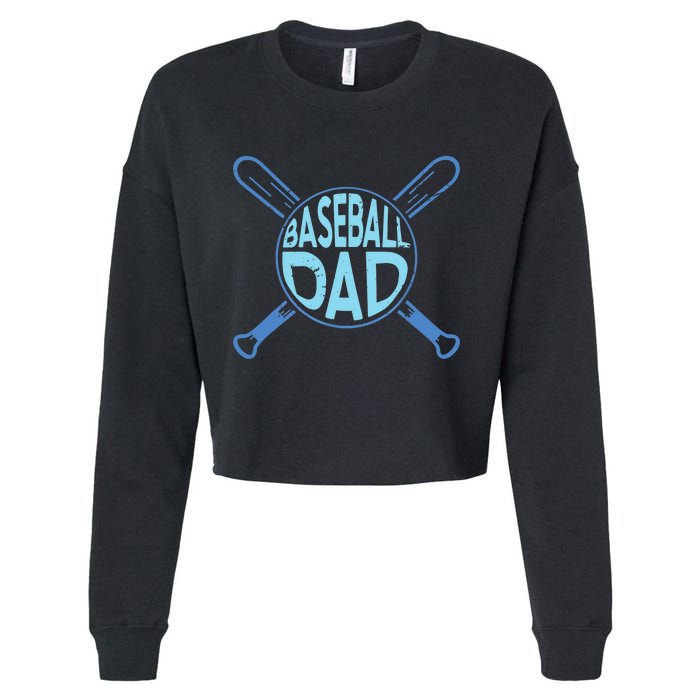 Baseball Dad Father Baseballer Daddy Papa Father's Day Cropped Pullover Crew