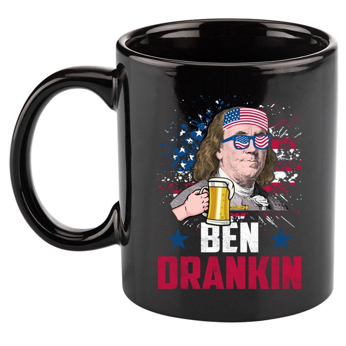 Ben Drankin Funny Benjamin Franklin July 4th Independence Gift 11oz C Handle Ceramic Mug