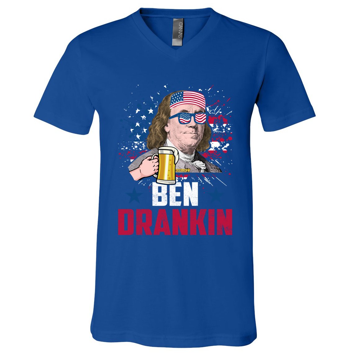 Ben Drankin Funny Benjamin Franklin July 4th Independence Gift V-Neck T-Shirt