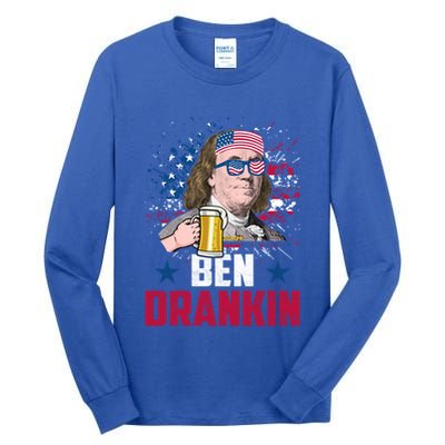 Ben Drankin Funny Benjamin Franklin July 4th Independence Gift Tall Long Sleeve T-Shirt