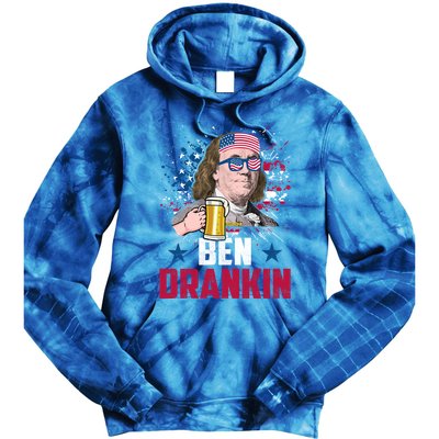 Ben Drankin Funny Benjamin Franklin July 4th Independence Gift Tie Dye Hoodie