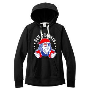 Ben Drankin Funny 4th Of July American Flag Usa Patriotic Gift Women's Fleece Hoodie