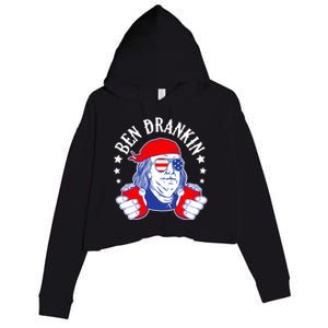 Ben Drankin Funny 4th Of July American Flag Usa Patriotic Gift Crop Fleece Hoodie