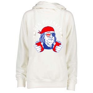 Ben Drankin Funny 4th Of July American Flag Usa Patriotic Gift Womens Funnel Neck Pullover Hood