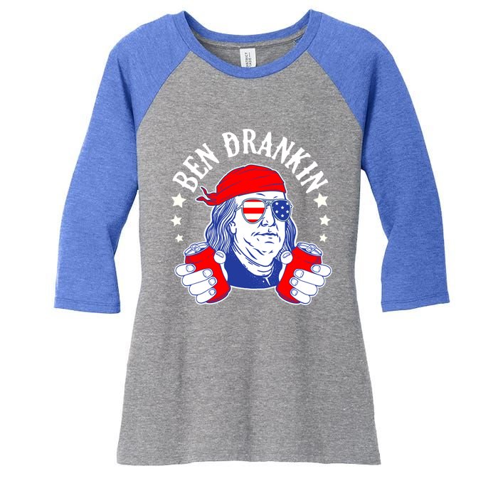 Ben Drankin Funny 4th Of July American Flag Usa Patriotic Gift Women's Tri-Blend 3/4-Sleeve Raglan Shirt