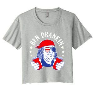 Ben Drankin Funny 4th Of July American Flag Usa Patriotic Gift Women's Crop Top Tee