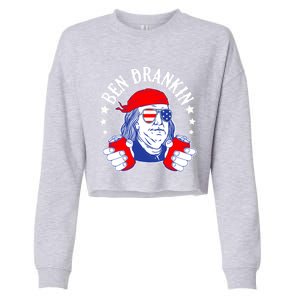 Ben Drankin Funny 4th Of July American Flag Usa Patriotic Gift Cropped Pullover Crew