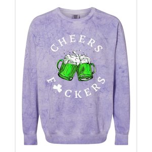 Beer Drinking Funny Cheers Fckers' St Patricks Day Colorblast Crewneck Sweatshirt