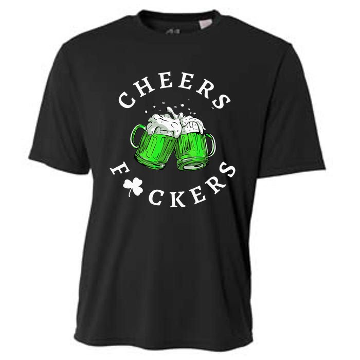 Beer Drinking Funny Cheers Fckers' St Patricks Day Cooling Performance Crew T-Shirt