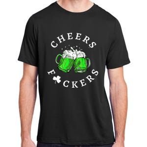 Beer Drinking Funny Cheers Fckers' St Patricks Day Adult ChromaSoft Performance T-Shirt