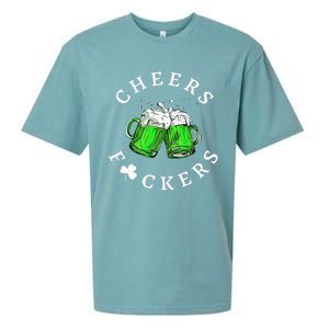 Beer Drinking Funny Cheers Fckers' St Patricks Day Sueded Cloud Jersey T-Shirt