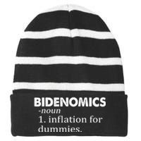 Bidenomics Definition Funny AntiBiden Striped Beanie with Solid Band