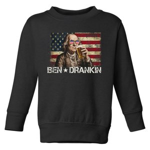 Ben Drankin Funny Beer 4th Of July Retro Usa Flag 4 July Toddler Sweatshirt