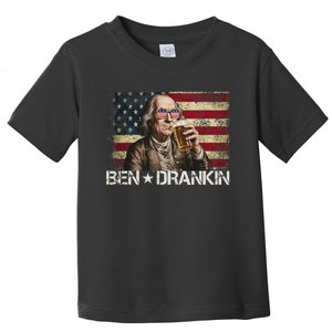 Ben Drankin Funny Beer 4th Of July Retro Usa Flag 4 July Toddler T-Shirt