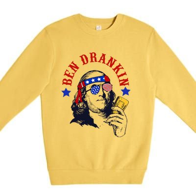 Ben Drankin Funny 4th Of July Benjamin Franklin Clothes Great Gift Premium Crewneck Sweatshirt