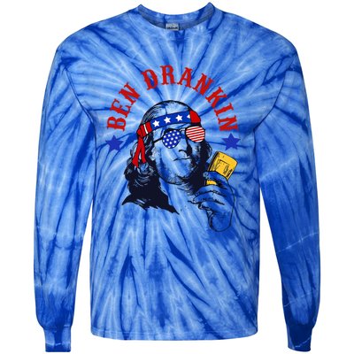 Ben Drankin Funny 4th Of July Benjamin Franklin Clothes Great Gift Tie-Dye Long Sleeve Shirt