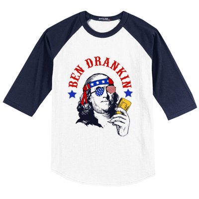 Ben Drankin Funny 4th Of July Benjamin Franklin Clothes Great Gift Baseball Sleeve Shirt