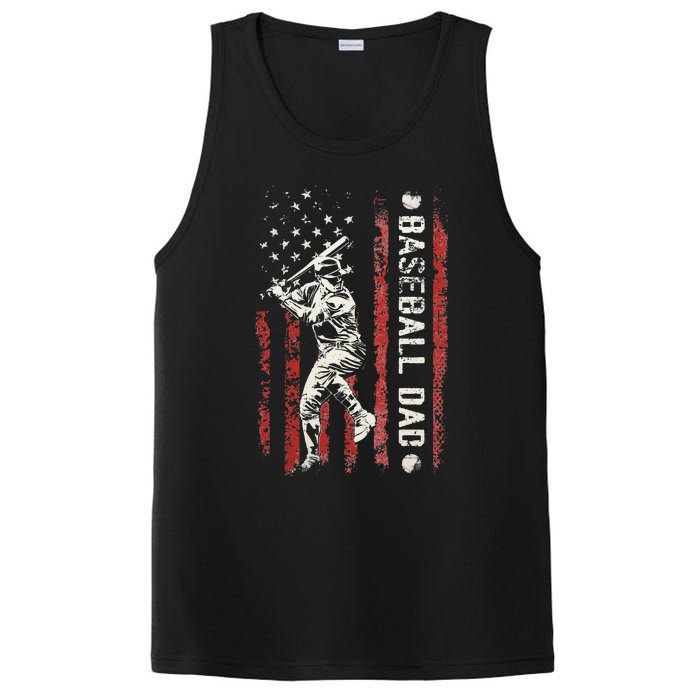 Baseball Dad Flag Gifts Dad Baseball Fathers Day PosiCharge Competitor Tank