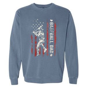 Baseball Dad Flag Gifts Dad Baseball Fathers Day Garment-Dyed Sweatshirt