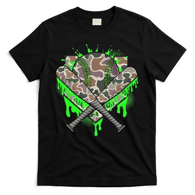 Baseball Drip For Ice Cream Dripping Baseball Camo T-Shirt