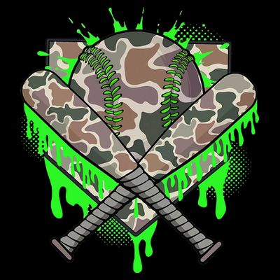 Baseball Drip For Ice Cream Dripping Baseball Camo T-Shirt