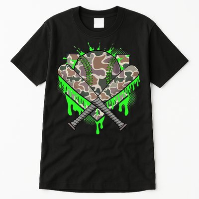 Baseball Drip For Ice Cream Dripping Baseball Camo Tall T-Shirt