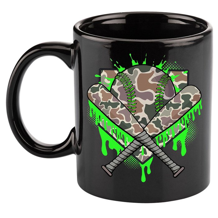 Baseball Drip For Ice Cream Dripping Baseball Camo 11oz C Handle Ceramic Mug