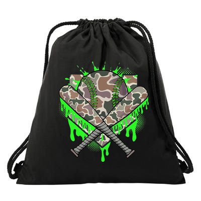 Baseball Drip For Ice Cream Dripping Baseball Camo Drawstring Bag