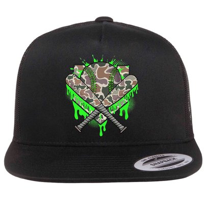 Baseball Drip For Ice Cream Dripping Baseball Camo Flatbill Hat