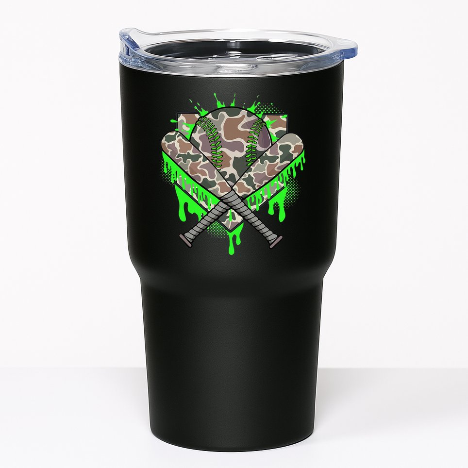 Baseball Drip For Ice Cream Dripping Baseball Camo Tumbler