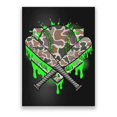 Baseball Drip For Ice Cream Dripping Baseball Camo Poster