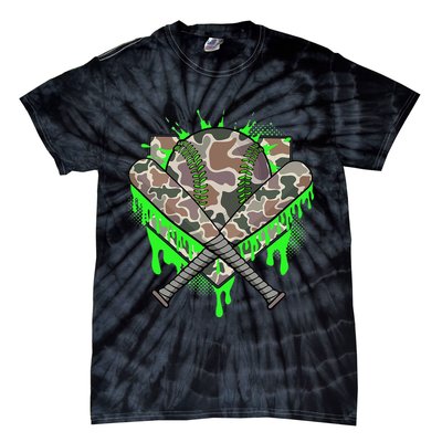 Baseball Drip For Ice Cream Dripping Baseball Camo Tie-Dye T-Shirt