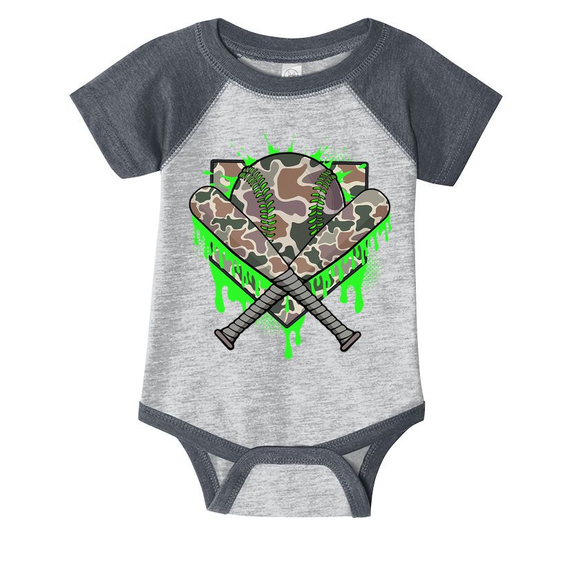 Baseball Drip For Ice Cream Dripping Baseball Camo Infant Baby Jersey Bodysuit