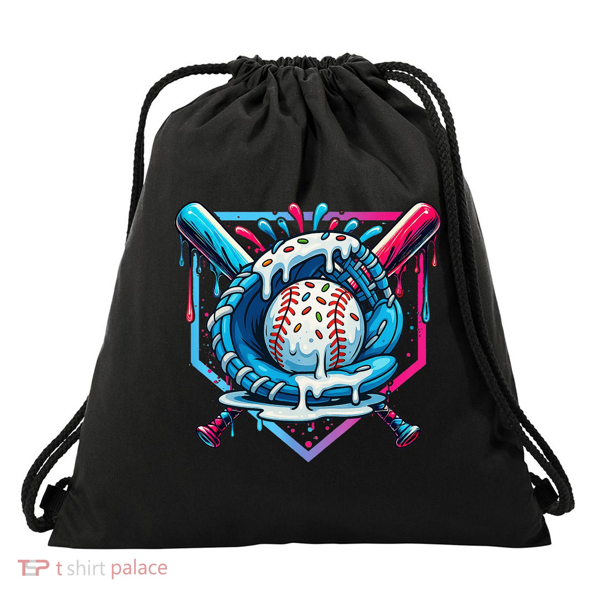 Baseball Drip For Ice Cream Drip Baseball Drawstring Bag