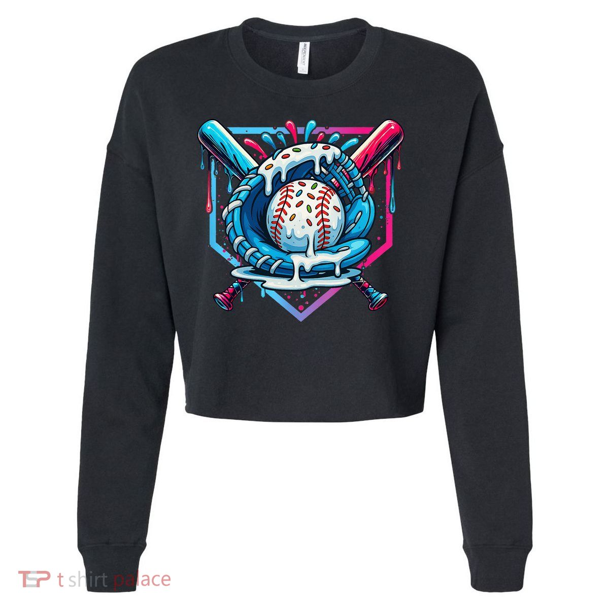 Baseball Drip For Ice Cream Drip Baseball Cropped Pullover Crew