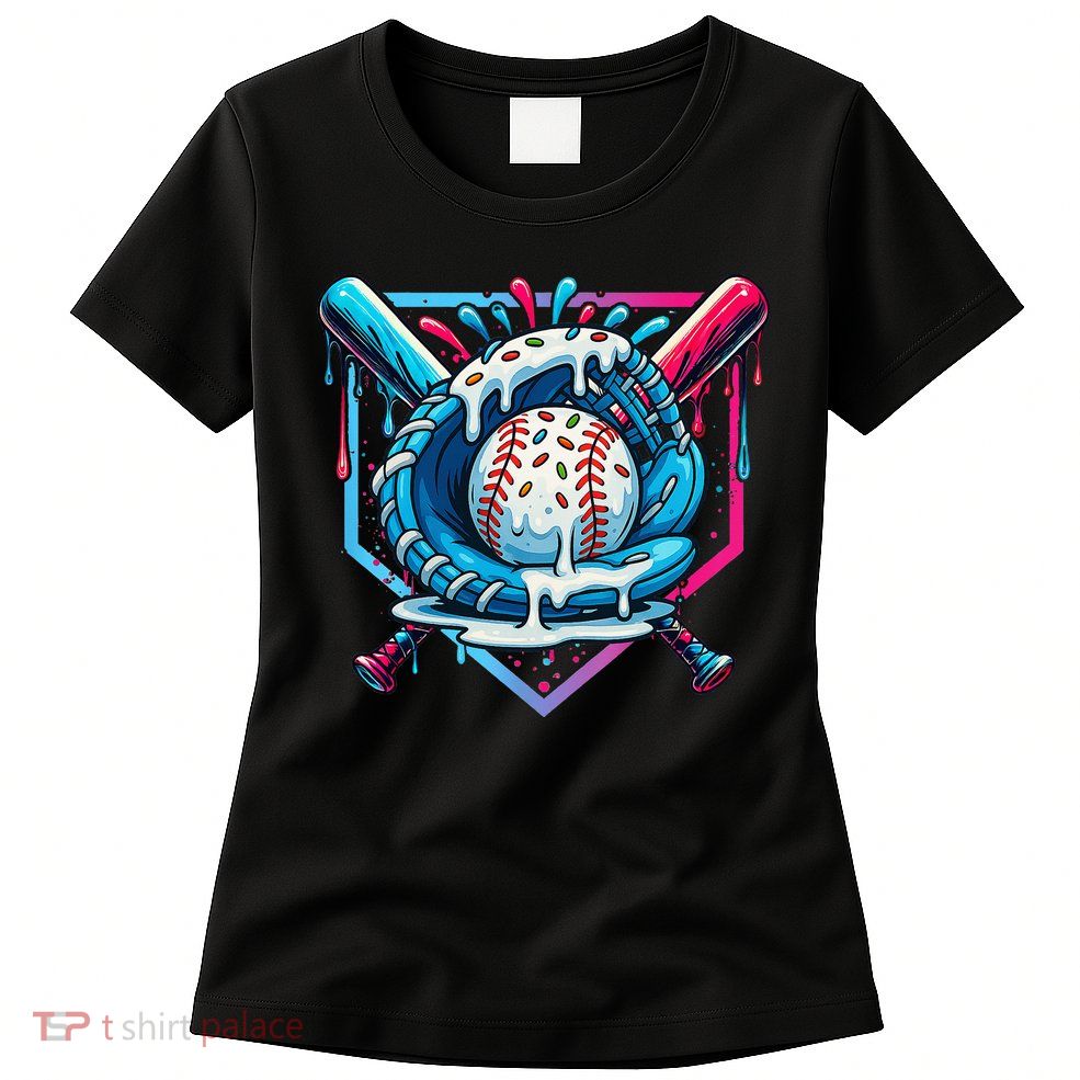 Baseball Drip For Ice Cream Drip Baseball Womens T-Shirt