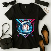 Baseball Drip For Ice Cream Drip Baseball Women's V-Neck T-Shirt