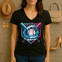 Baseball Drip For Ice Cream Drip Baseball Women's V-Neck T-Shirt