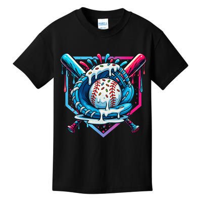 Baseball Drip For Ice Cream Drip Baseball Kids T-Shirt