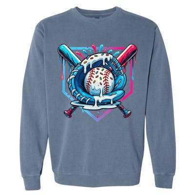 Baseball Drip For Ice Cream Drip Baseball Garment-Dyed Sweatshirt