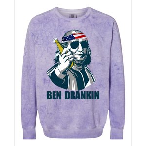 Ben Drankin Franklin Us President 4th Of July Beer Ing Cool Gift Colorblast Crewneck Sweatshirt