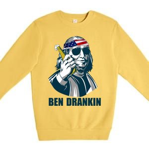 Ben Drankin Franklin Us President 4th Of July Beer Ing Cool Gift Premium Crewneck Sweatshirt