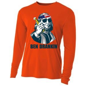 Ben Drankin Franklin Us President 4th Of July Beer Ing Cool Gift Cooling Performance Long Sleeve Crew