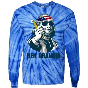 Ben Drankin Franklin Us President 4th Of July Beer Ing Cool Gift Tie-Dye Long Sleeve Shirt