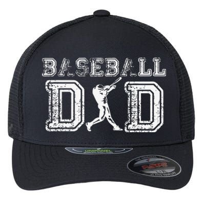 Baseball Dad Funny Fathers Day Gift For Daddy Papa Father Flexfit Unipanel Trucker Cap