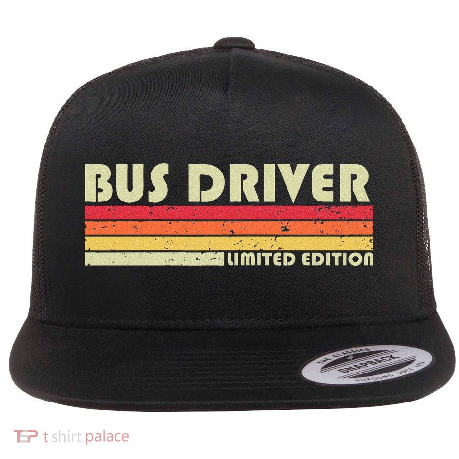 BUS DRIVER Funny Job Title Profession Birthday Worker Idea Flatbill Hat