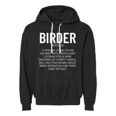 Birder Definition Funny Bird Watching Garment-Dyed Fleece Hoodie